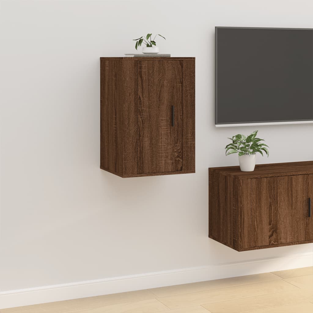 vægmonteret tv-skab 40x34,5x60 cm egetræ brun