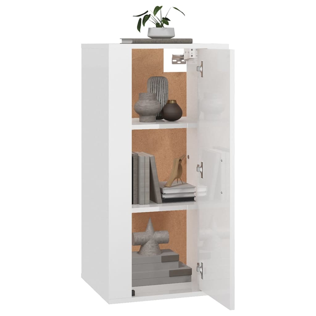 væghængt tv-skab 40x34,5x80 cm hvid højglans