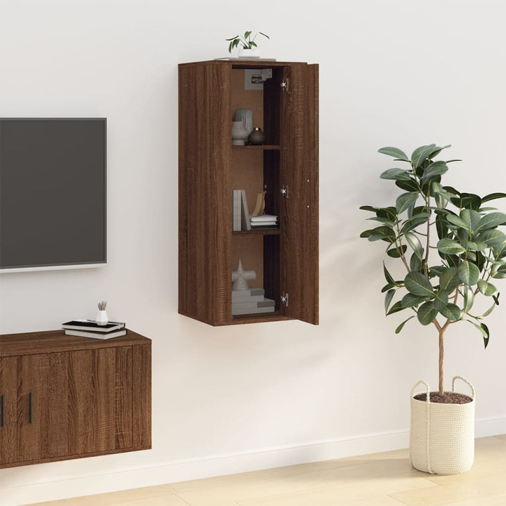 væghængt tv-skab 40x34,5x100 cm brun egetræ