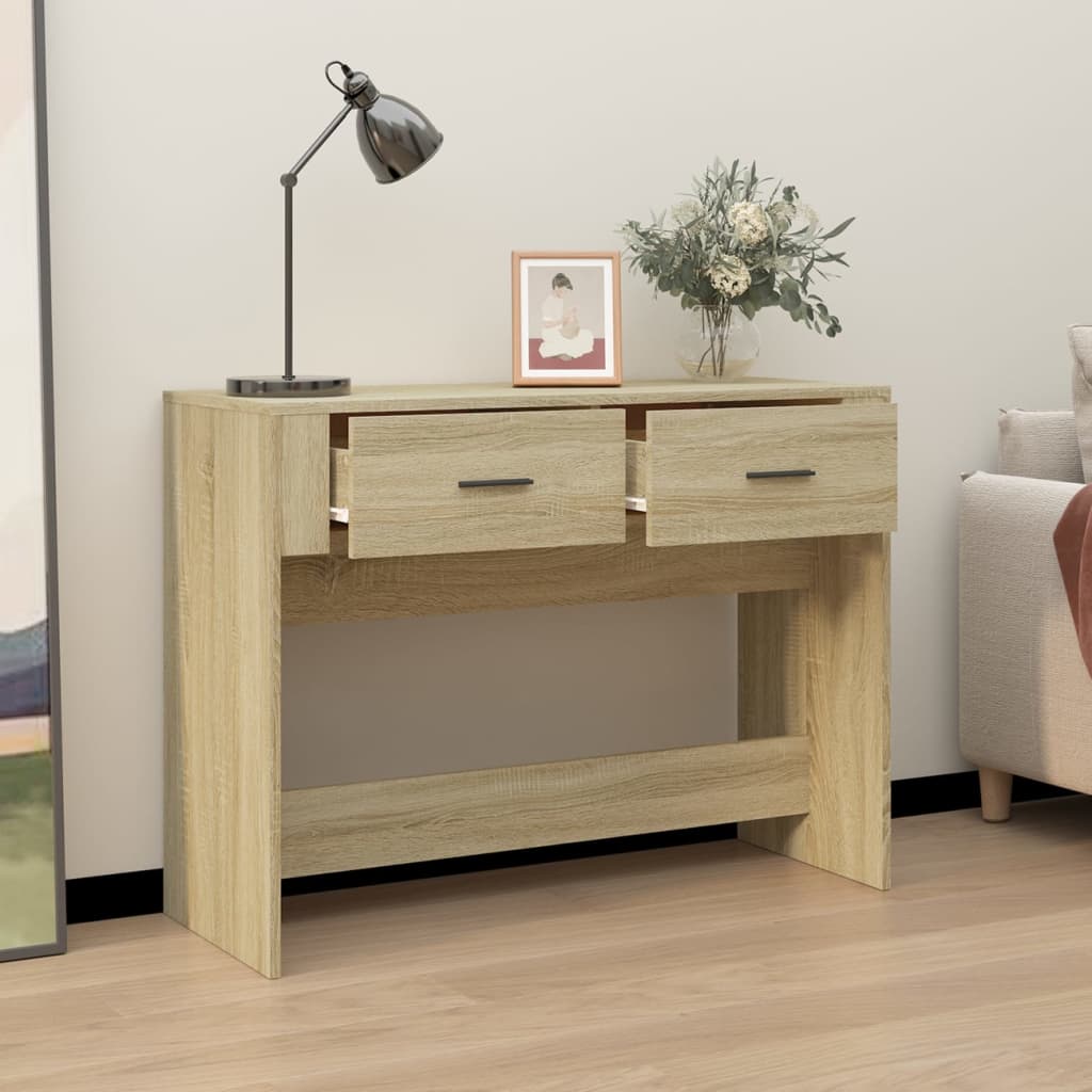 konsolbord 100x39x75 cm konstrueret træ sonoma-eg