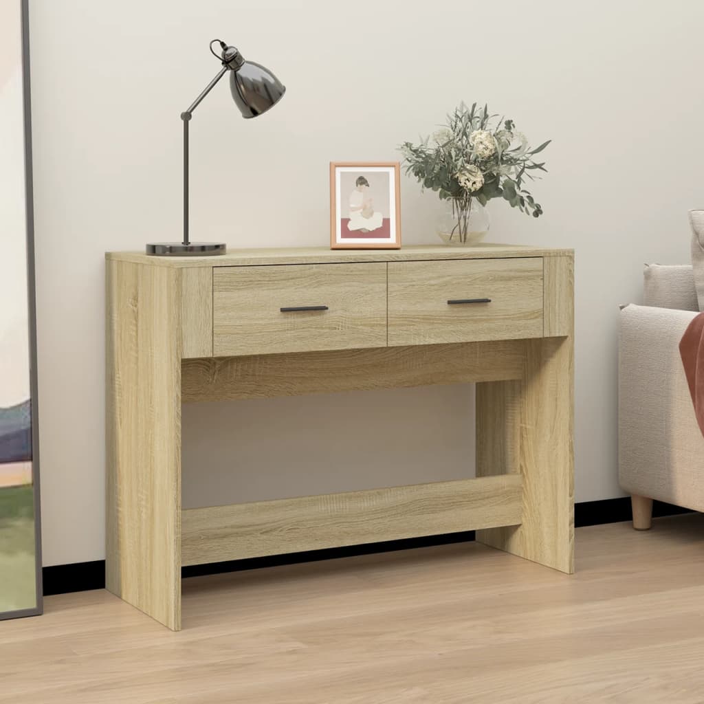 konsolbord 100x39x75 cm konstrueret træ sonoma-eg