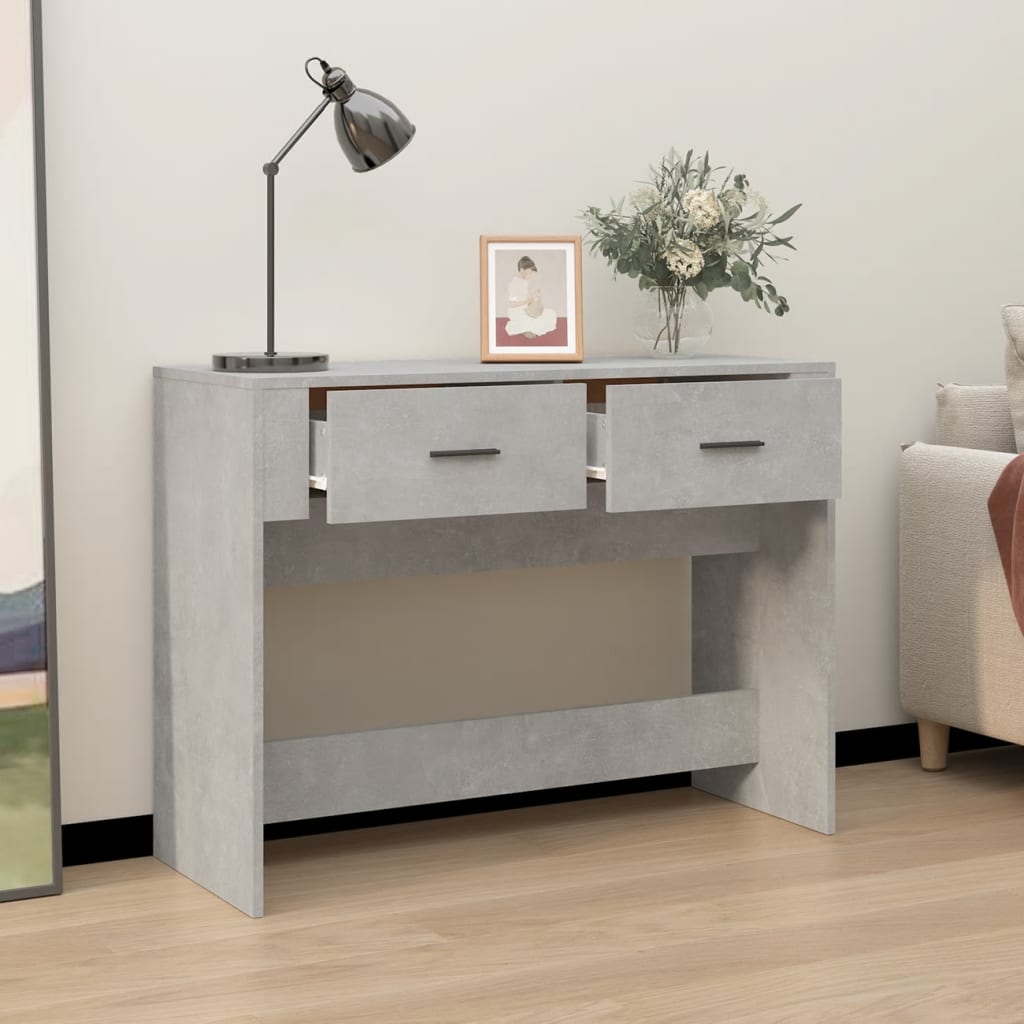 konsolbord 100x39x75 cm konstrueret træ betongrå