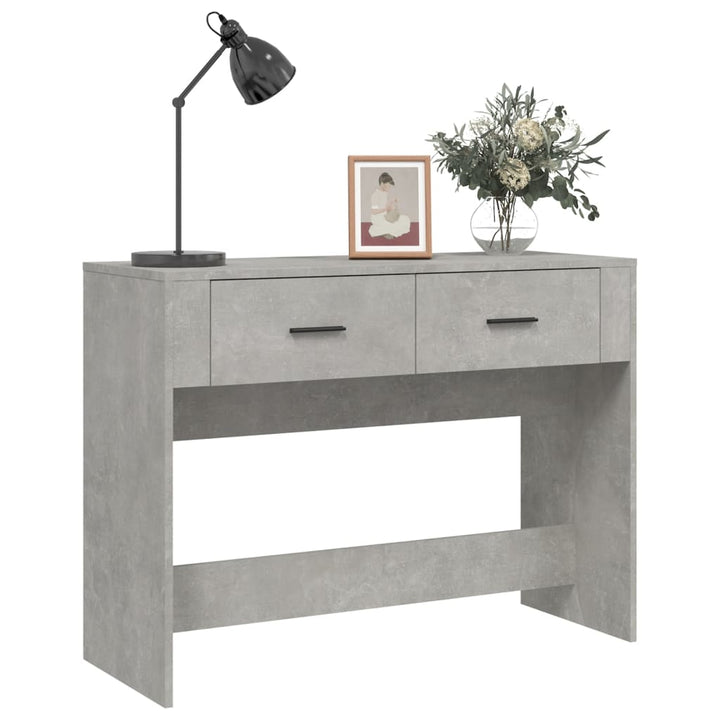 konsolbord 100x39x75 cm konstrueret træ betongrå