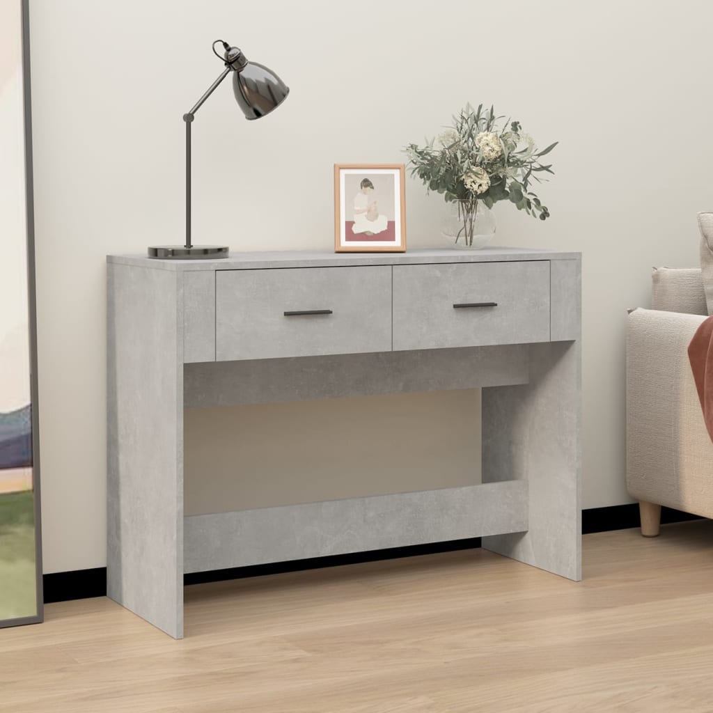 konsolbord 100x39x75 cm konstrueret træ betongrå