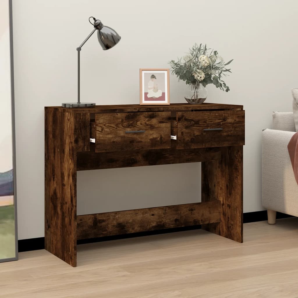 konsolbord 100x39x75 cm konstrueret træ røget egetræsfarve