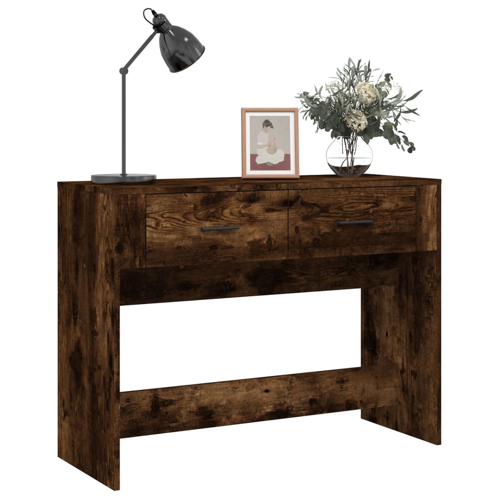 konsolbord 100x39x75 cm konstrueret træ røget egetræsfarve