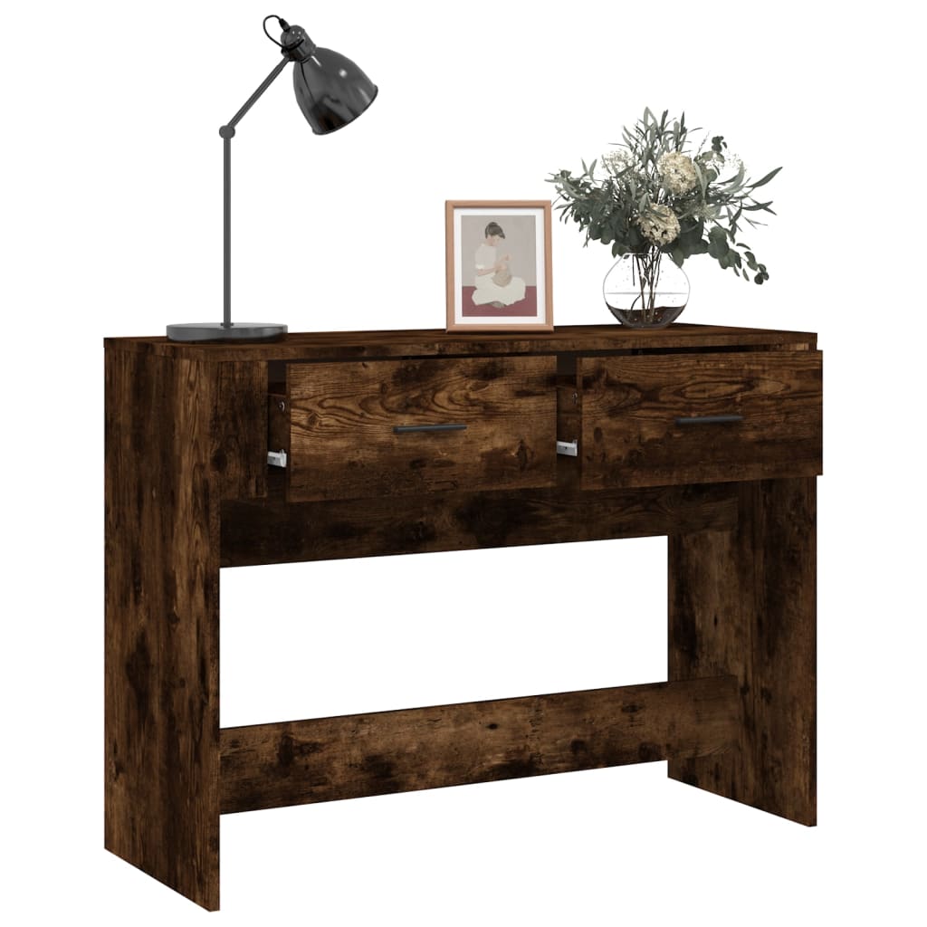 konsolbord 100x39x75 cm konstrueret træ røget egetræsfarve