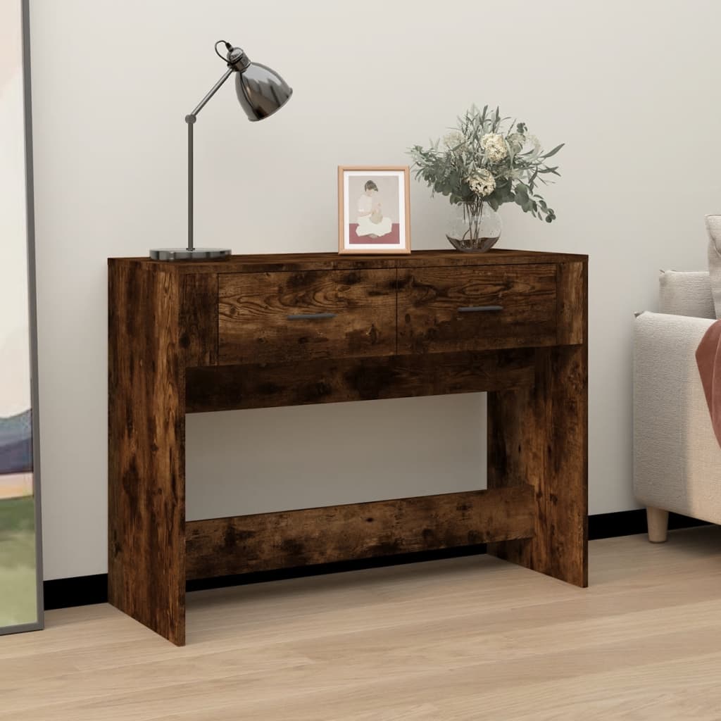 konsolbord 100x39x75 cm konstrueret træ røget egetræsfarve