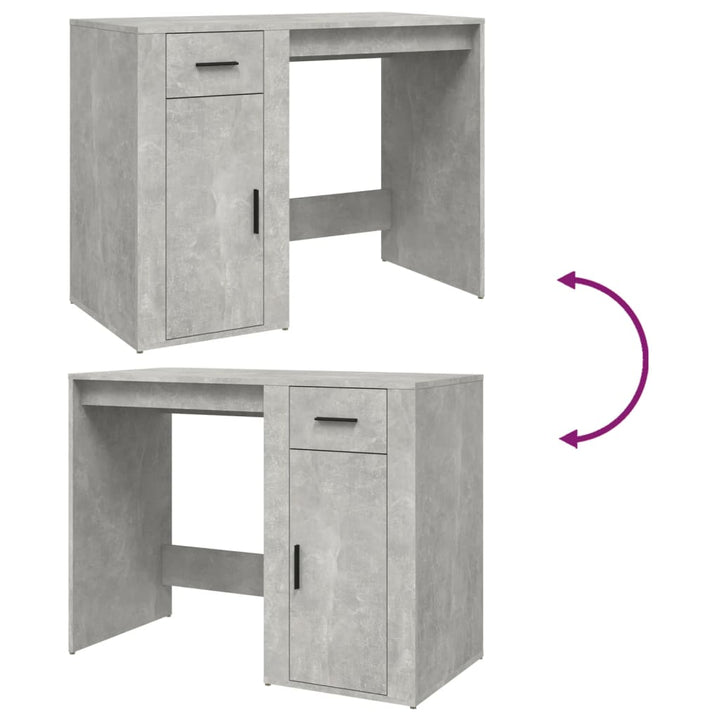 skrivebord 100x49x75 cm konstrueret træ betongrå
