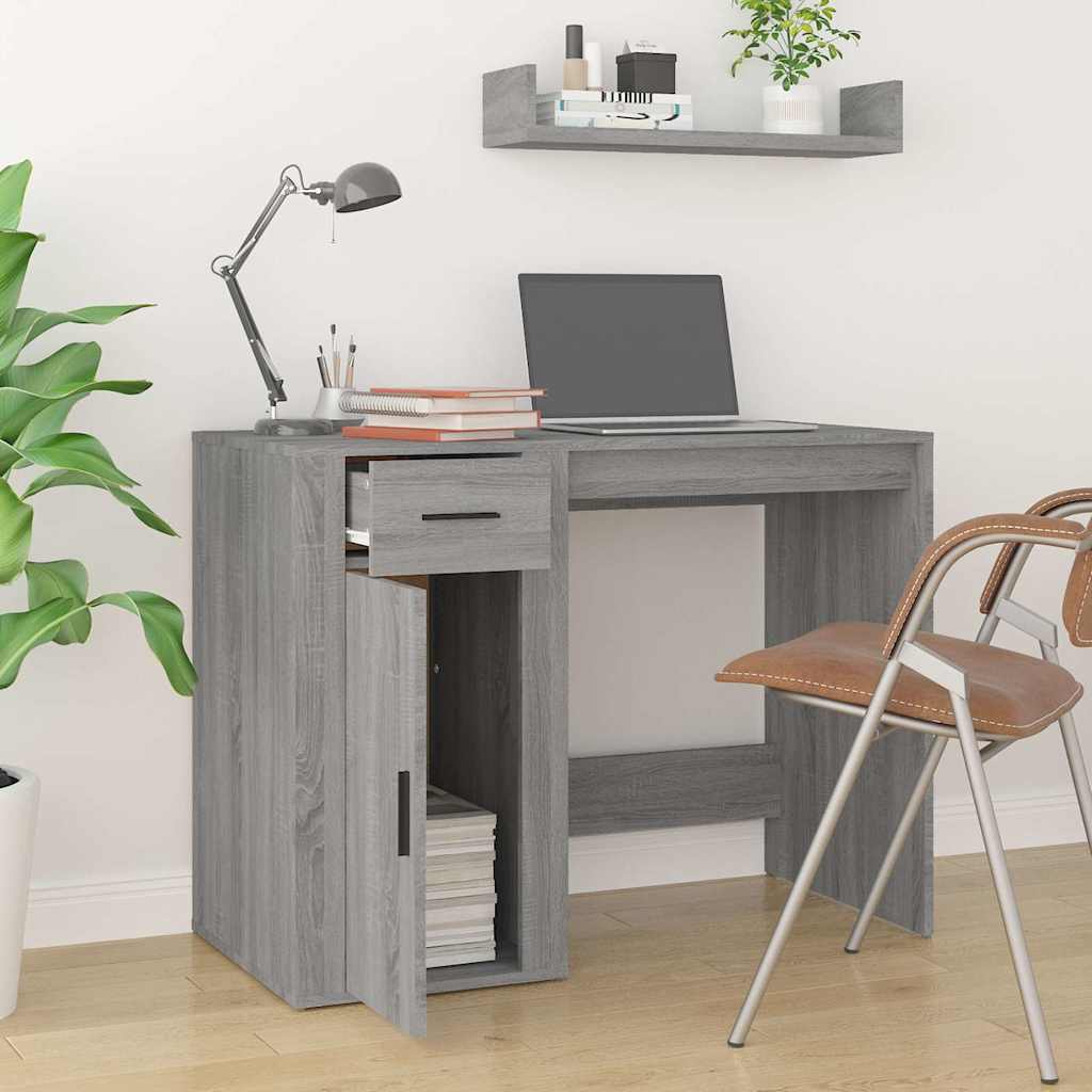 skrivebord 100x49x75 cm konstrueret træ grå sonoma-eg