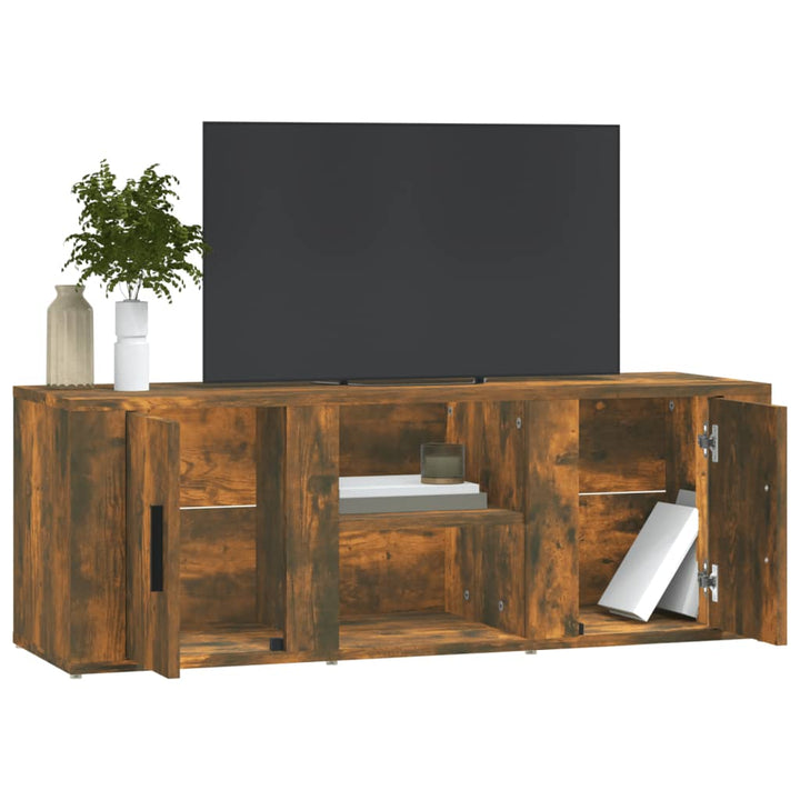 tv-bord 100x31,5x35 cm konstrueret træ røget egetræsfarve