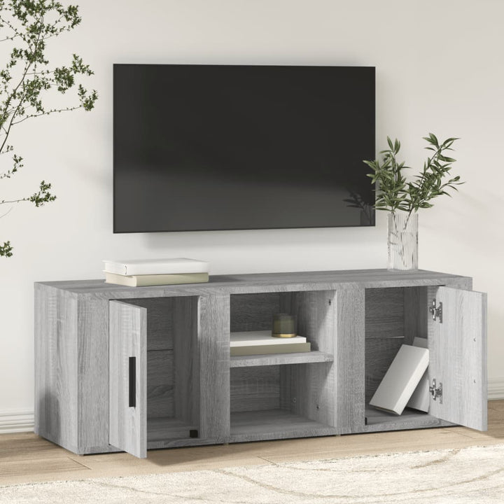 tv-bord 100x31,5x35 cm konstrueret træ grå sonoma-eg