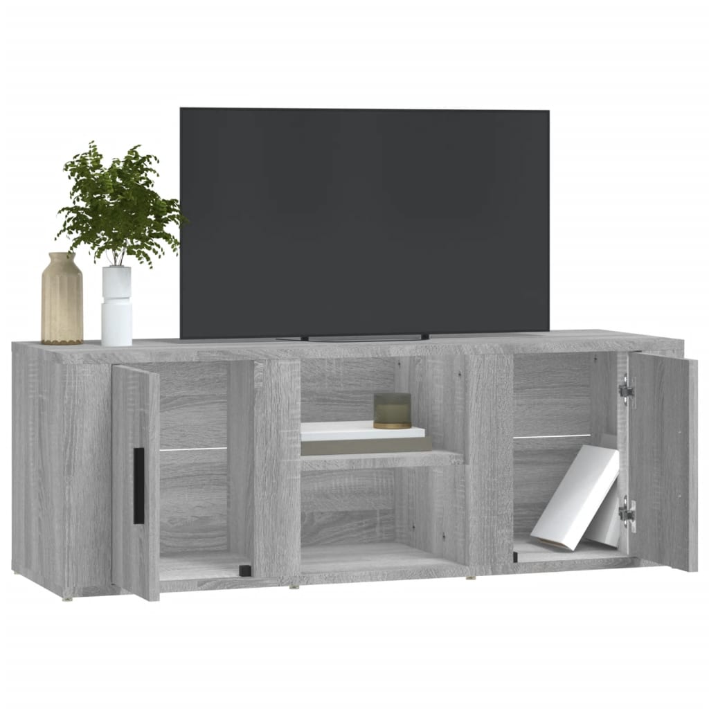 tv-bord 100x31,5x35 cm konstrueret træ grå sonoma-eg