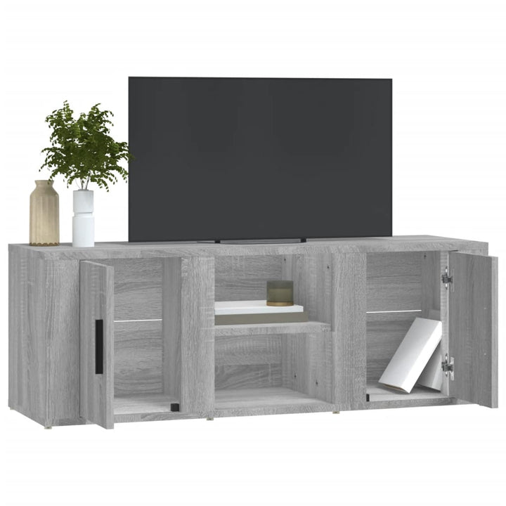 tv-bord 100x31,5x35 cm konstrueret træ grå sonoma-eg