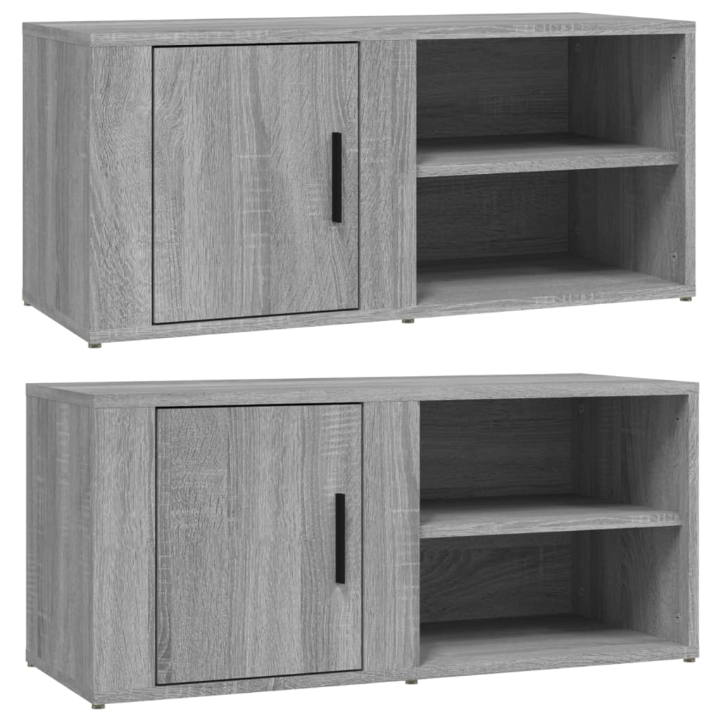 tv-skabe 2 stk. 80x31,5x36 cm konstrueret træ grå sonoma-eg