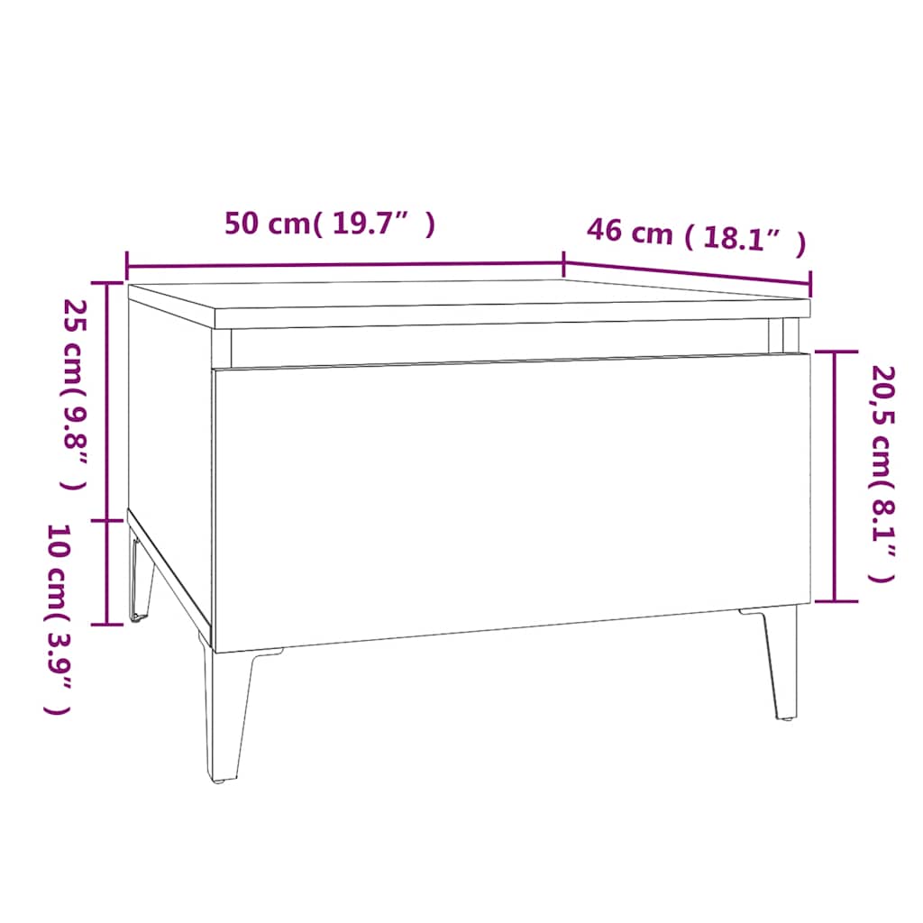 sidebord 50x46x35 cm konstrueret træ sort