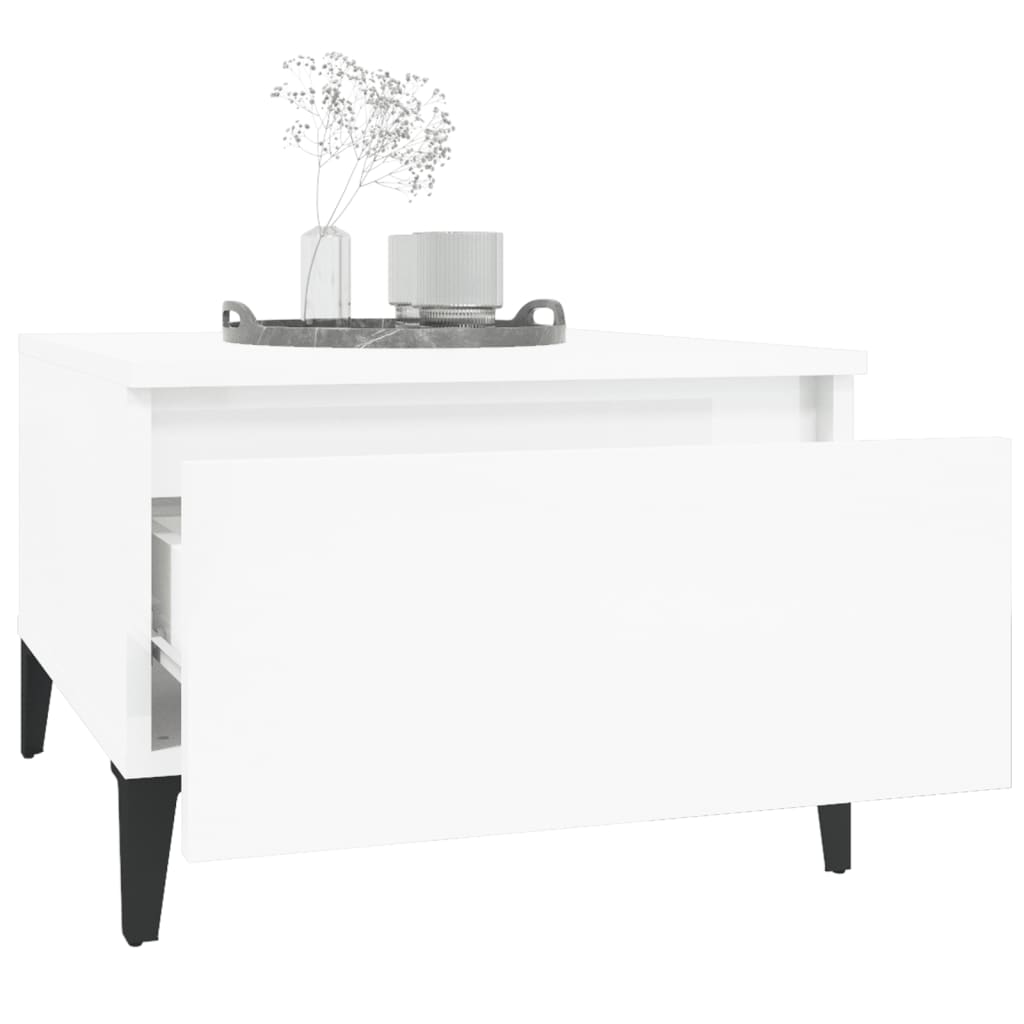 sidebord 50x46x35 cm konstrueret træ hvid højglans