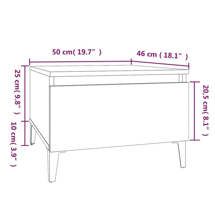 sidebord 50x46x35 cm konstrueret træ røget egetræsfarve