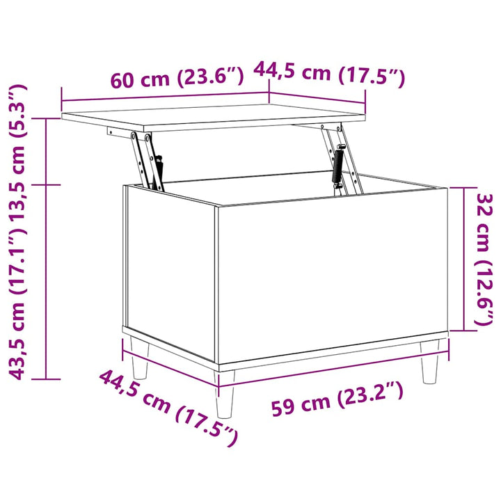 sofabord 60x44,5x45 cm konstrueret træ sort
