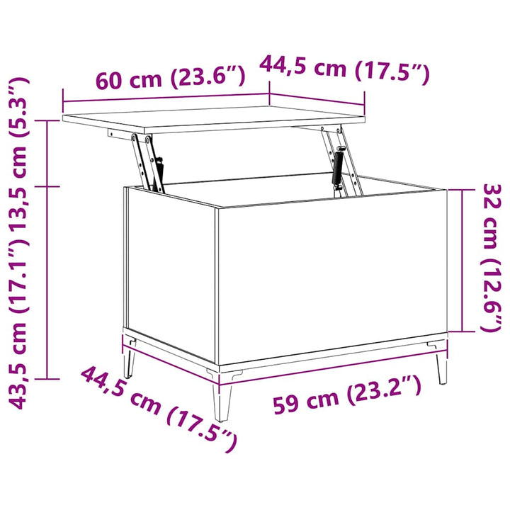sofabord 60x44,5x45 cm konstrueret træ røget egetræsfarve