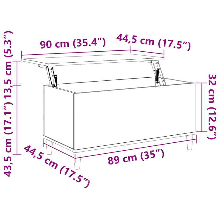 sofabord 90x44,5x45 cm konstrueret træ betongrå
