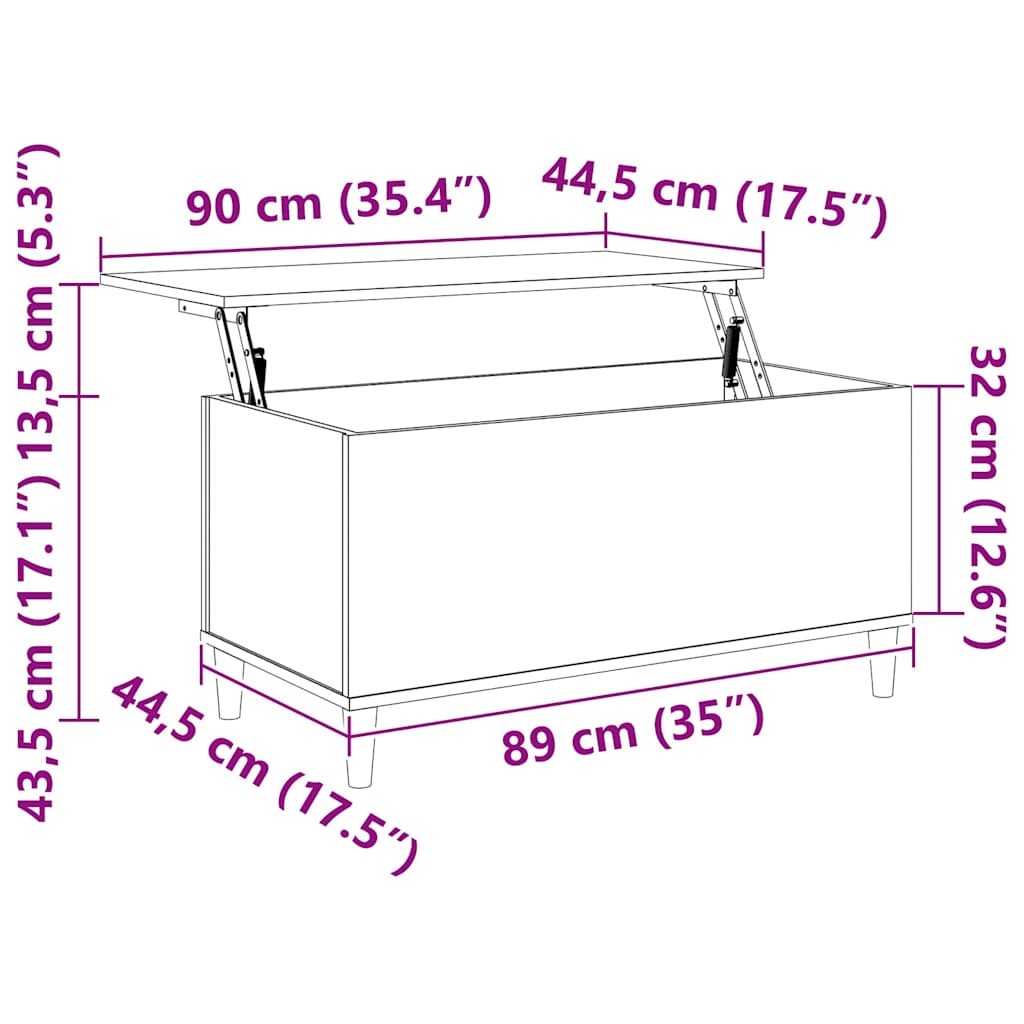 sofabord 90x44,5x45 cm konstrueret træ sonoma-eg grå