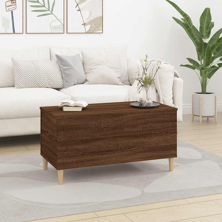 sofabord 90x44,5x45 cm konstrueret træ brun egetræsfarve
