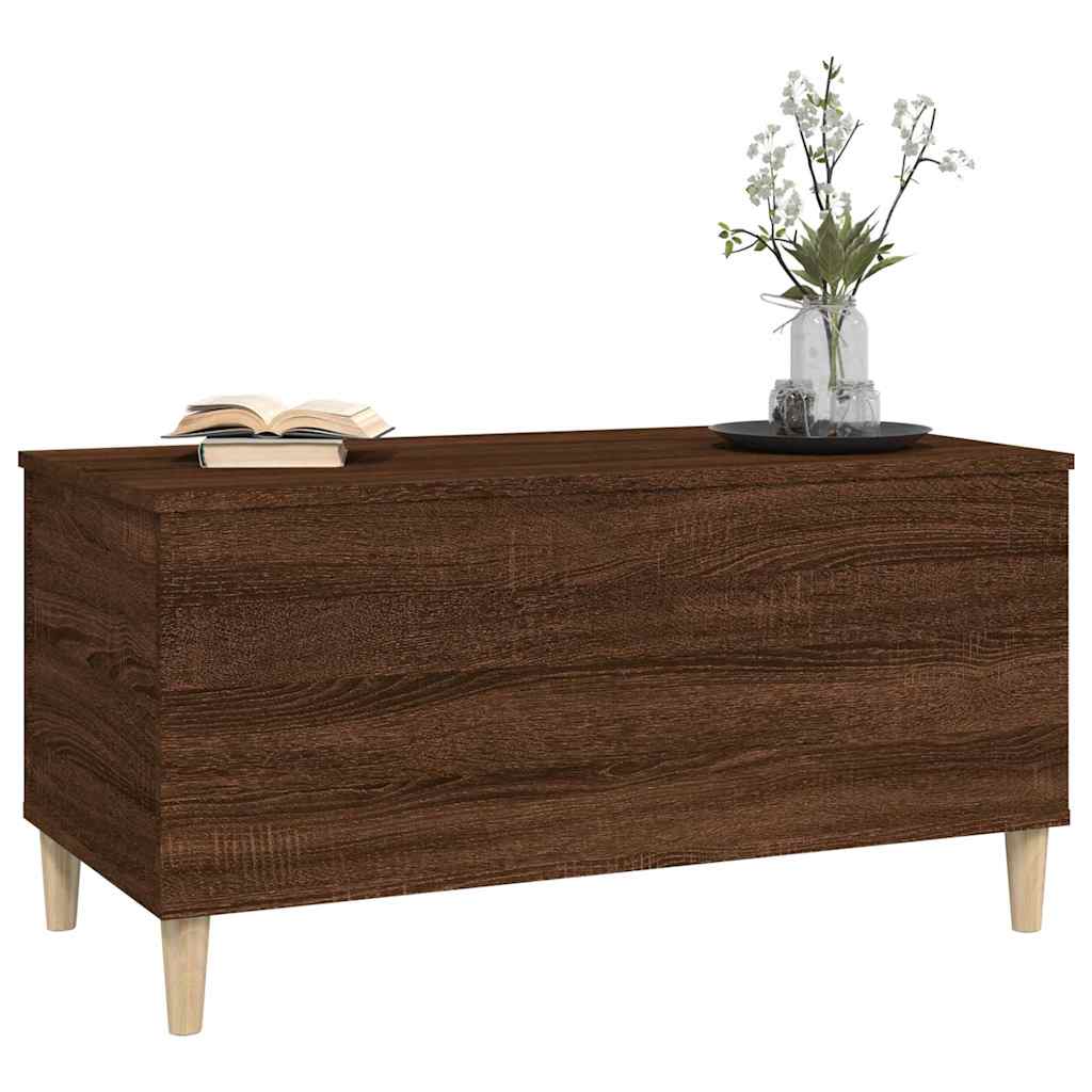 sofabord 90x44,5x45 cm konstrueret træ brun egetræsfarve