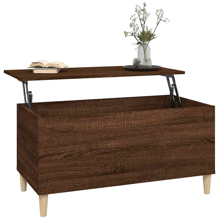 sofabord 90x44,5x45 cm konstrueret træ brun egetræsfarve