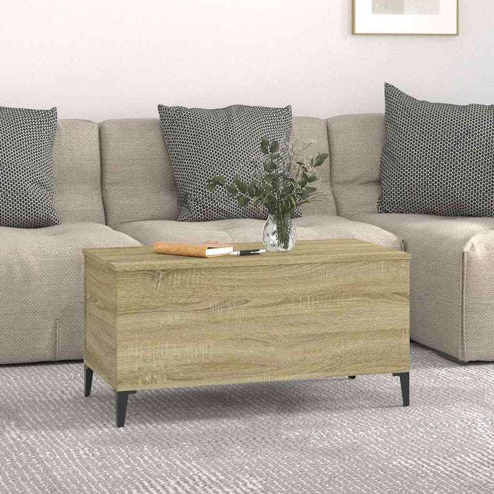 sofabord 90x44,5x45 cm konstrueret træ sonoma-eg