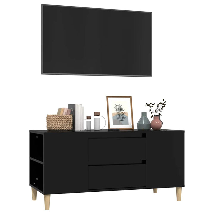tv-bord 102x44,5x50 cm konstrueret træ sort