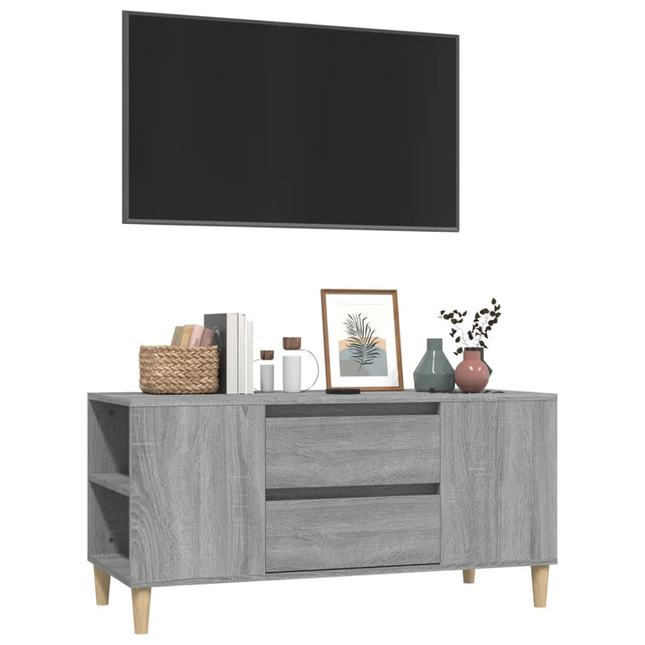 tv-bord 102x44,5x50 cm konstrueret træ grå sonoma-eg