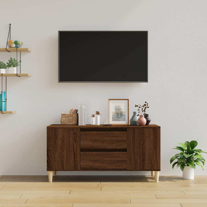 tv-bord 102x44,5x50 cm konstrueret træ brun egetræsfarve