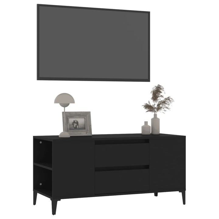 tv-bord 102x44,5x50 cm konstrueret træ sort