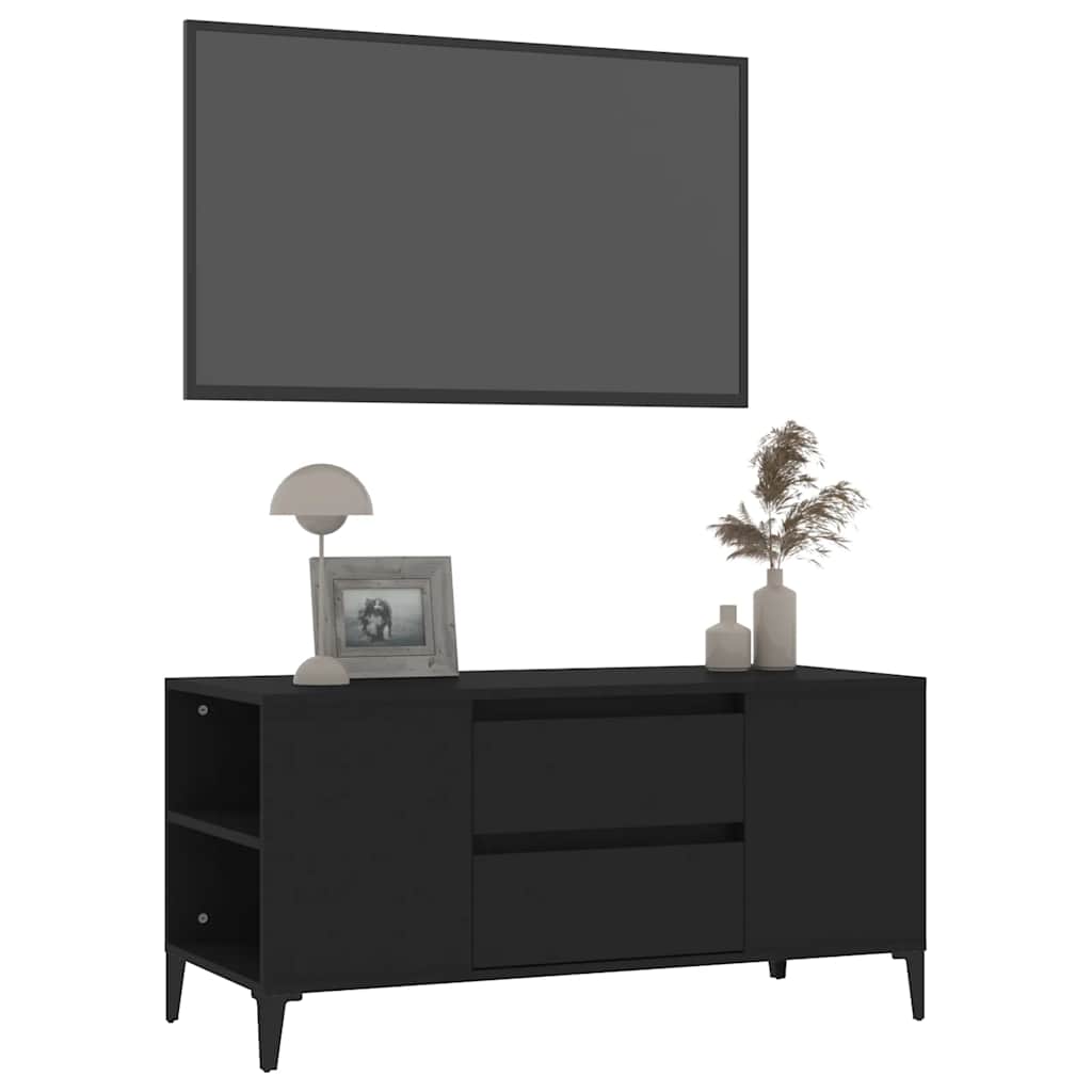tv-bord 102x44,5x50 cm konstrueret træ sort