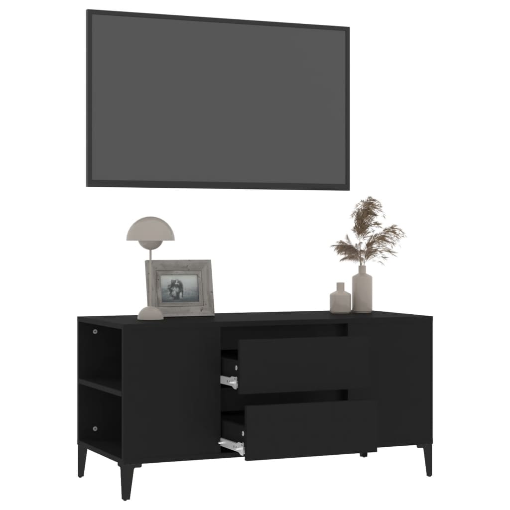 tv-bord 102x44,5x50 cm konstrueret træ sort