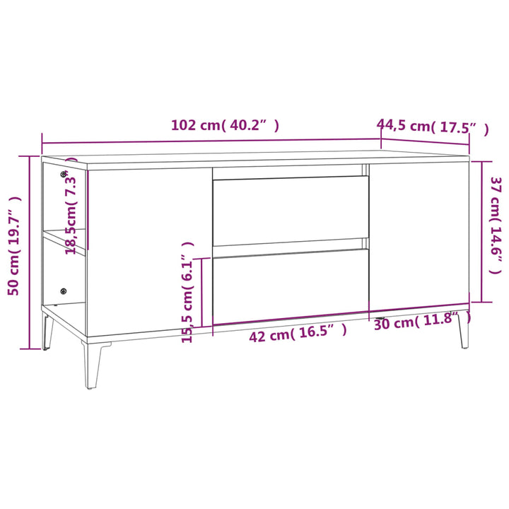 tv-bord 102x44,5x50 cm konstrueret træ sort