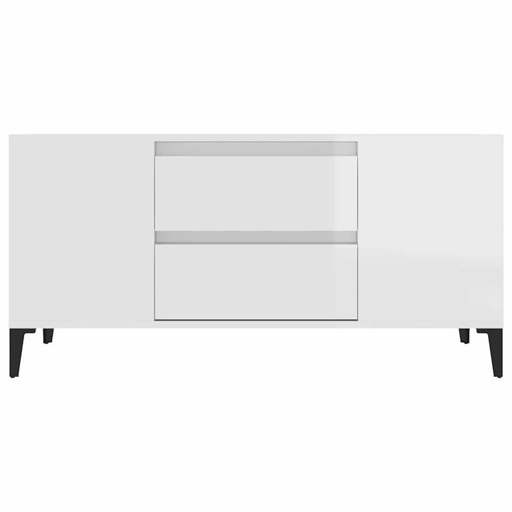 tv-bord 102x44,5x50 cm konstrueret træ hvid højglans