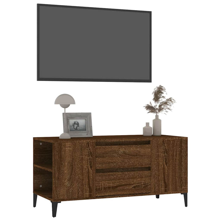 tv-bord 102x44,5x50 cm konstrueret træ brun egetræsfarve