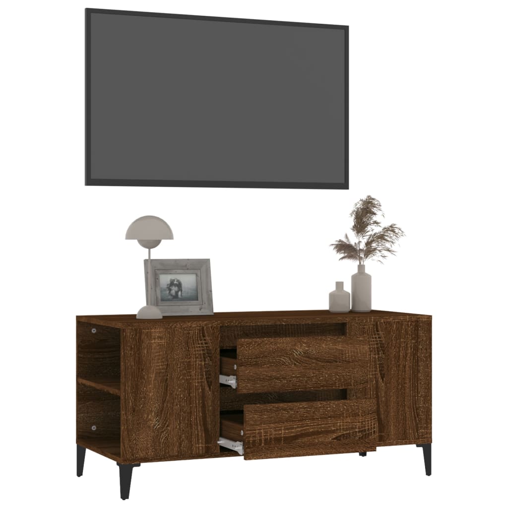 tv-bord 102x44,5x50 cm konstrueret træ brun egetræsfarve