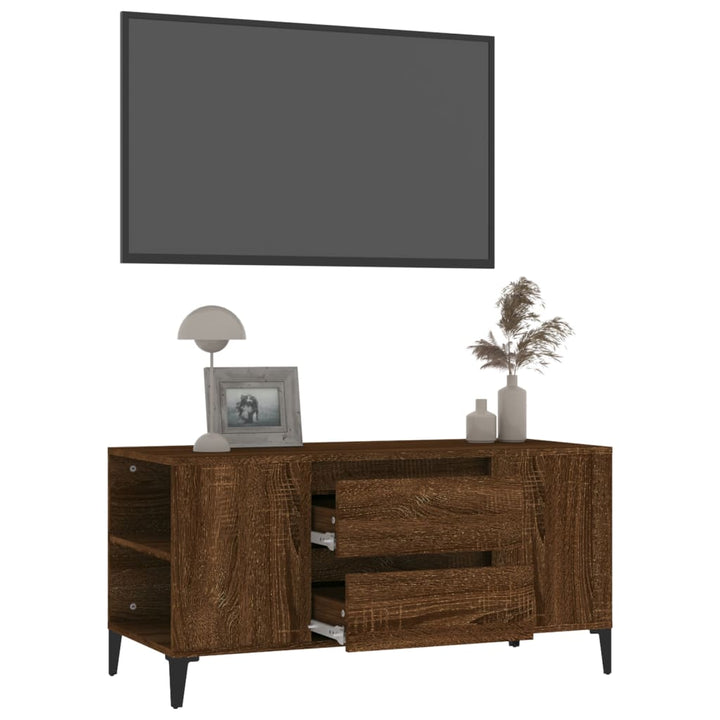 tv-bord 102x44,5x50 cm konstrueret træ brun egetræsfarve
