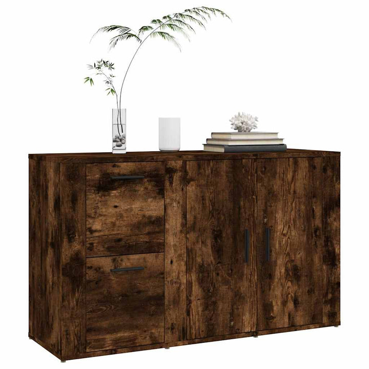 skænk 100x33x59,5 cm konstrueret træ røget egetræsfarve