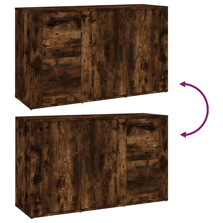 skænk 100x33x59,5 cm konstrueret træ røget egetræsfarve