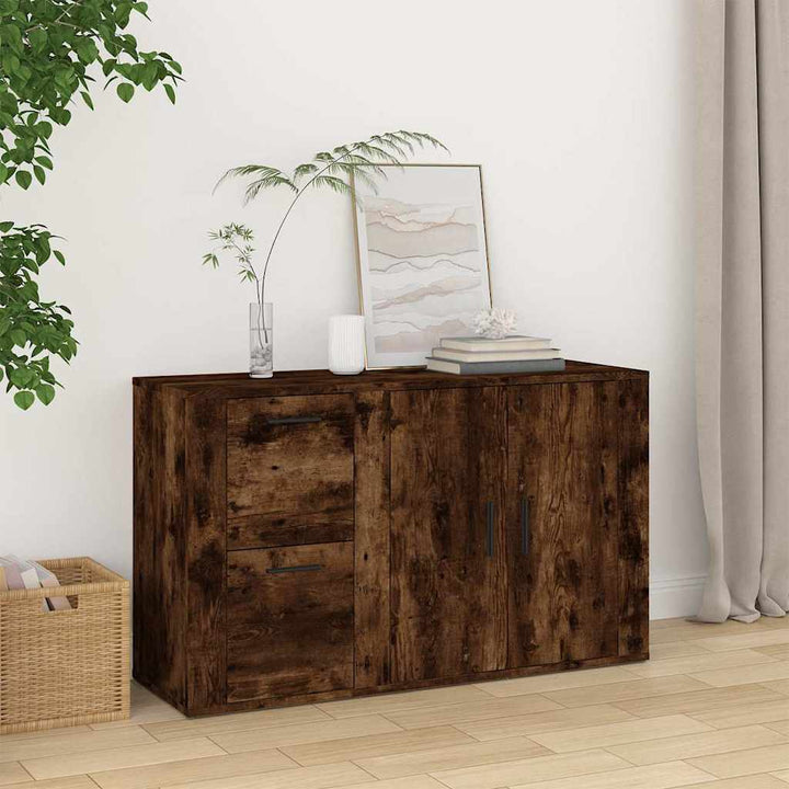 skænk 100x33x59,5 cm konstrueret træ røget egetræsfarve