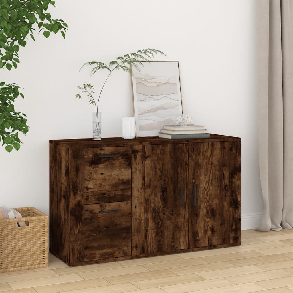 skænk 100x33x59,5 cm konstrueret træ røget egetræsfarve