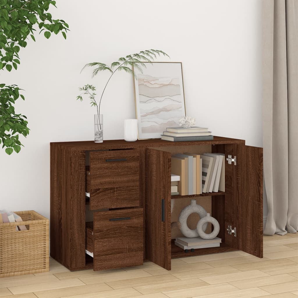 skænk 100x33x59,5 cm konstrueret træ brun egetræsfarve