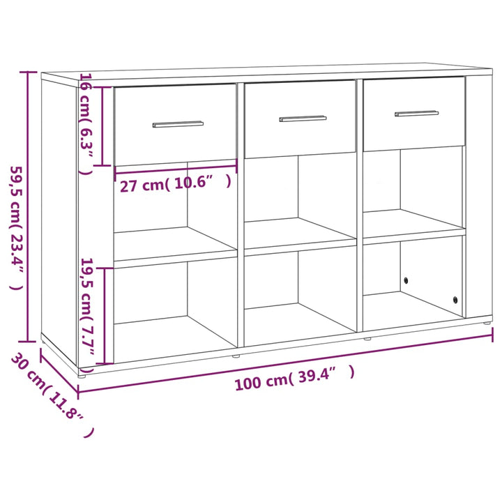 skænk 100x30x59,5 cm konstrueret træ hvid