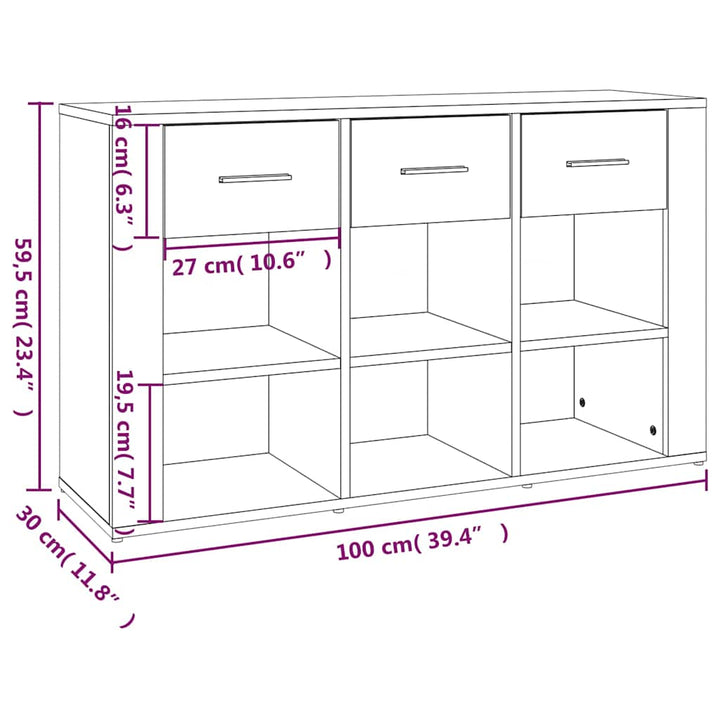 skænk 100x30x59,5 cm konstrueret træ sonoma-eg