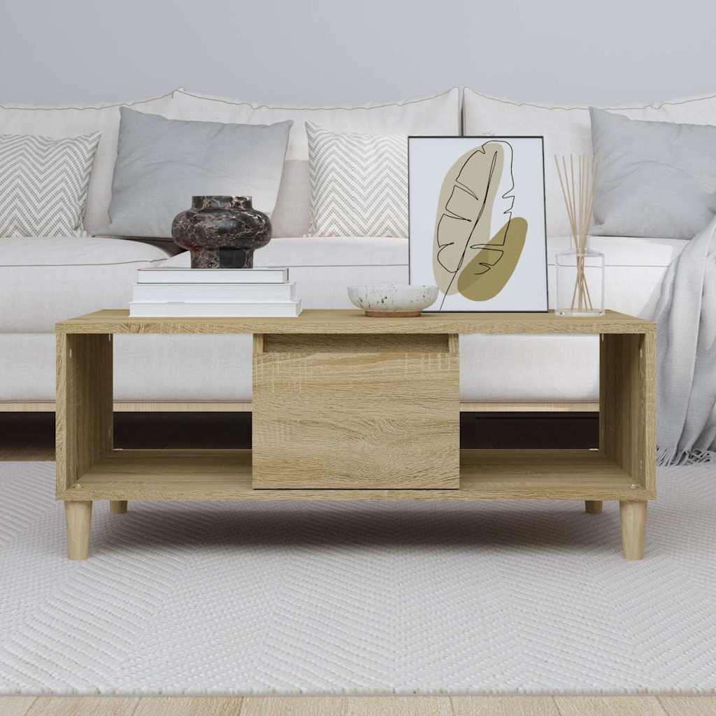 sofabord 90x50x36,5 cm konstrueret træ sonoma-eg