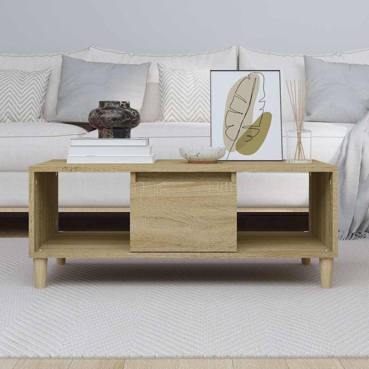 sofabord 90x50x36,5 cm konstrueret træ sonoma-eg